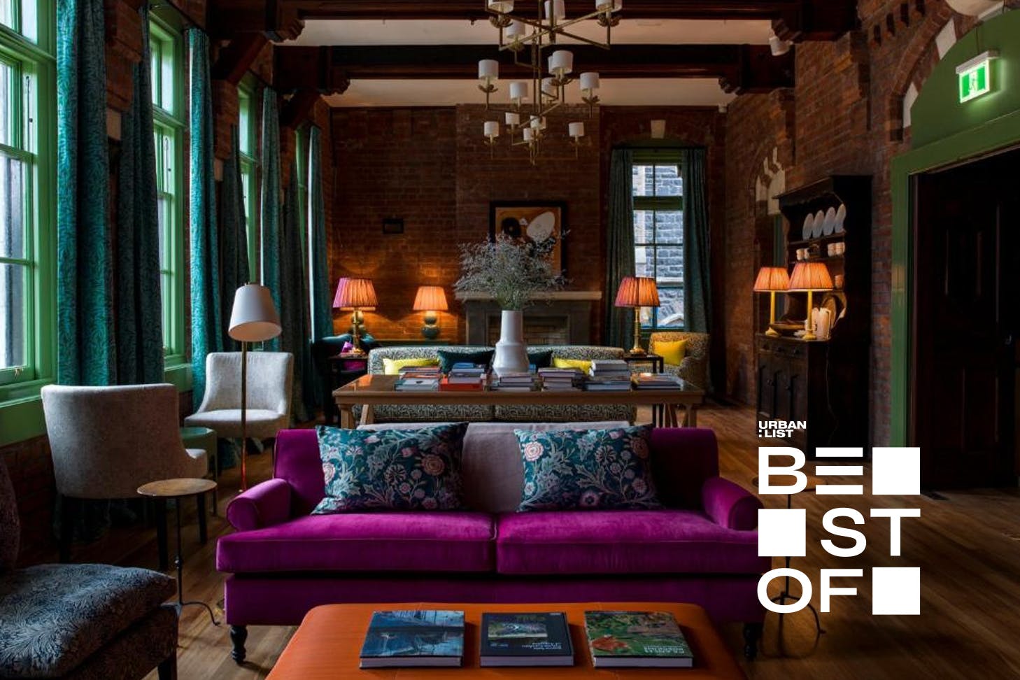 The opulent drawing room at The Observatory Hotel In Christchurch, one of the best hotels in the city.